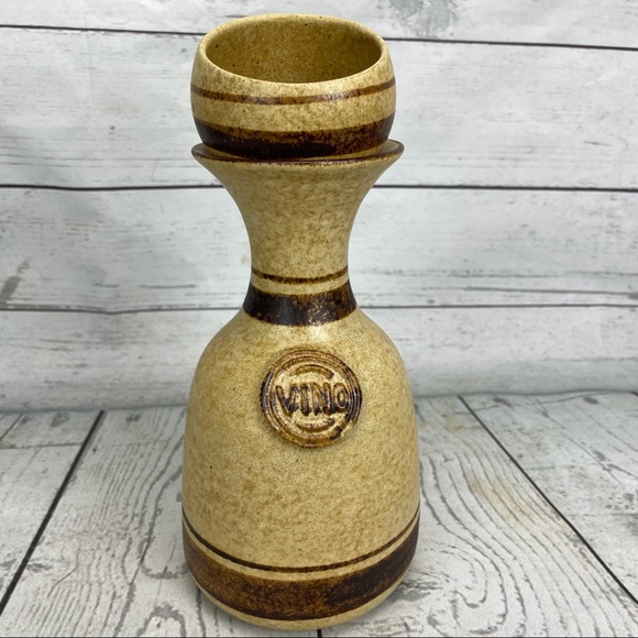 Vintage Robert Maxwell Pottery Craft Tumble Up Set Decanter & Cup Vino MCM Wine - Picture 1 of 10